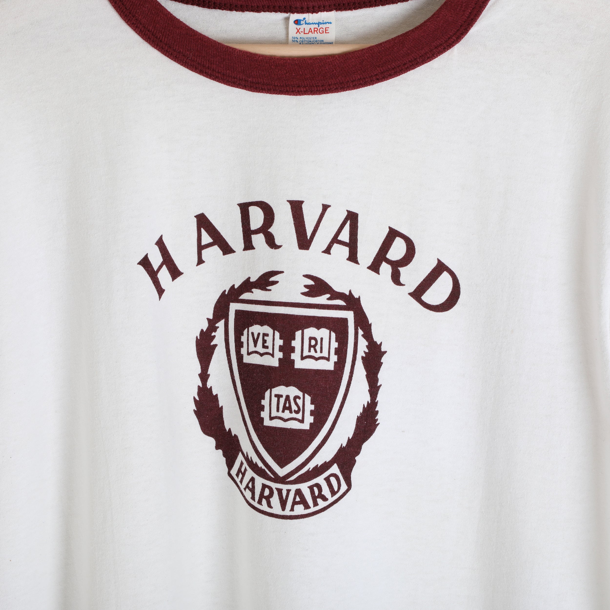 Vintage 80's Harvard Ringer T-Shirt - Medium