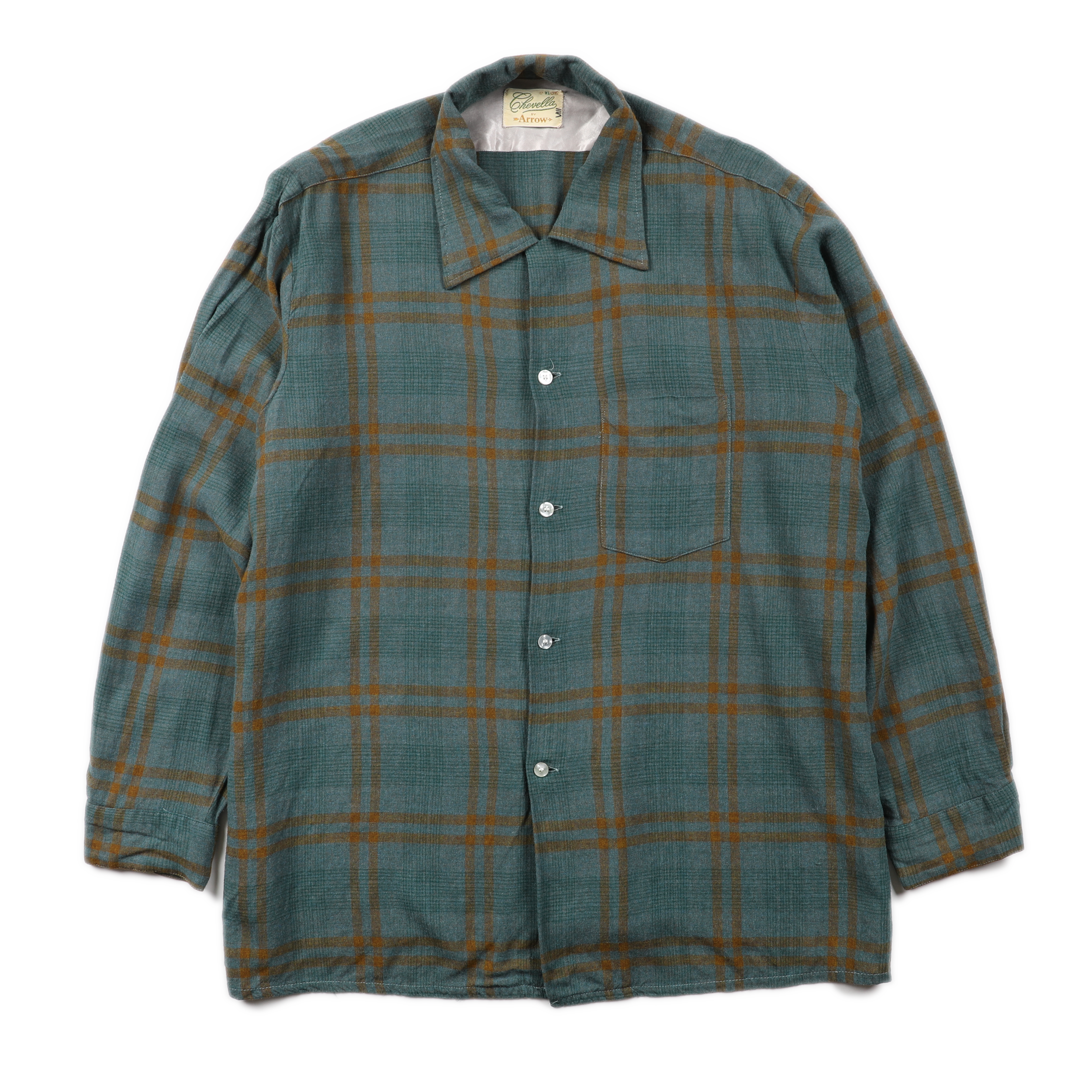 Vintage Arrow Chevella Shadow Plaid Rayon Shirt - Large