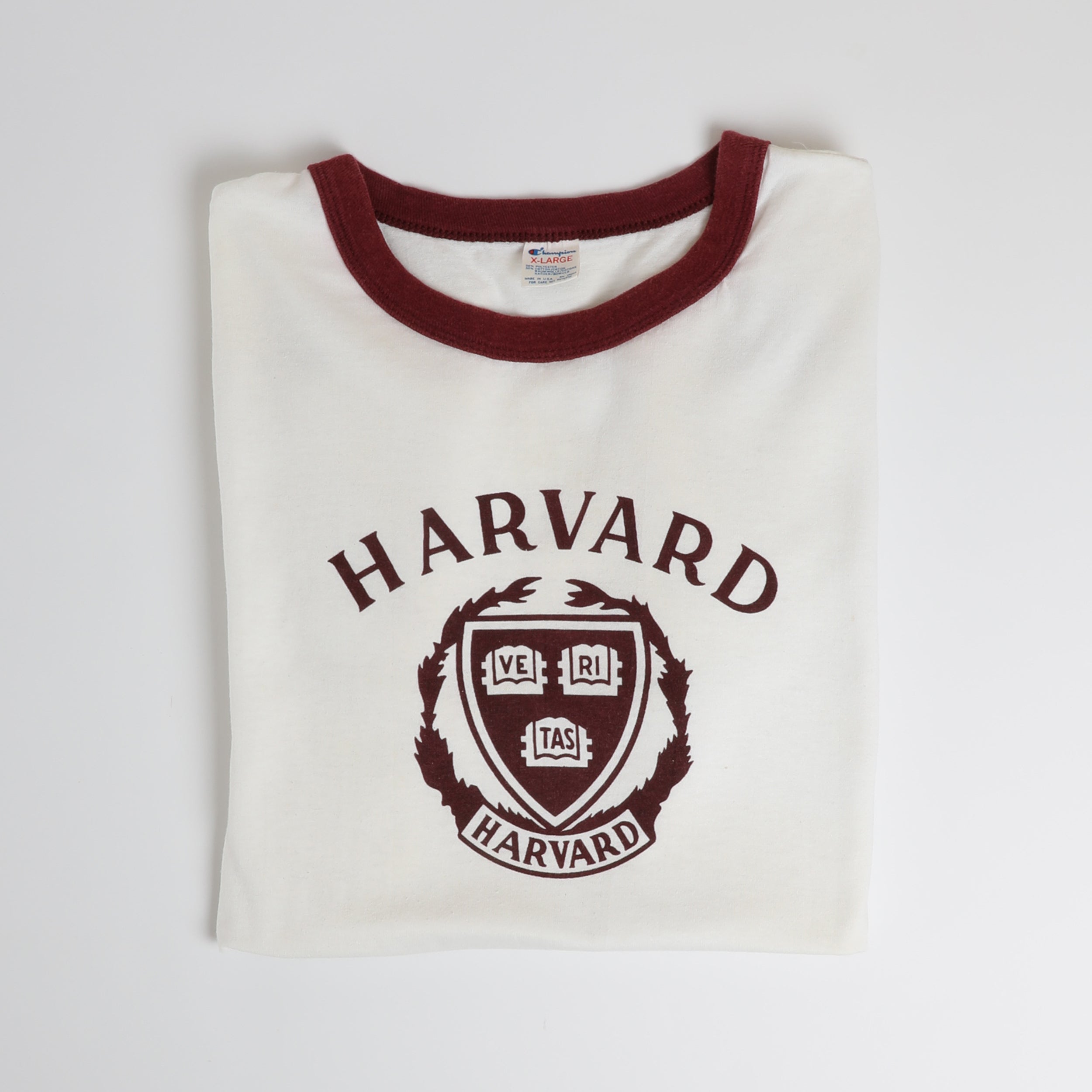 Vintage 80's Harvard Ringer T-Shirt - Medium